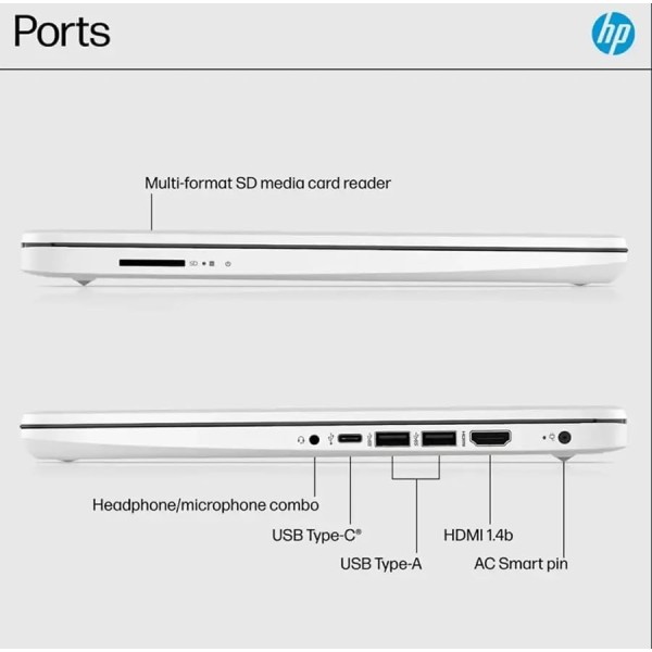 HP 14 inch Laptop, HD Touchscreen Display, Intel Celeron N4500, 4 GB RAM, 64 GB eMMC, Intel UHD Graphics, Windows 11 Home in S Mode, White, 14DQ3220NR