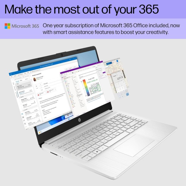 HP 14 inch Laptop, HD Touchscreen Display, Intel Celeron N4500, 4 GB RAM, 64 GB eMMC, Intel UHD Graphics, Windows 11 Home in S Mode, - Pale Gold, Natural Silver ,14DQ3230NR